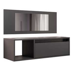 Penteadeira Camarim Com Espelho Suspensa 90cm 1 Gaveta Elle M24 Preto - Mpozenato