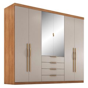 Guarda Roupa Casal 262cm Com Espelho Giard D02 Amêndola-nude - Mpozenato
