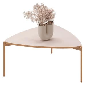 Mesa De Centro Orgânica Para Sala Pé Metal Zira D04 Off White - Mpozenato