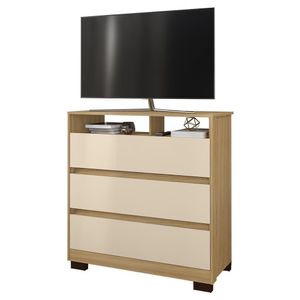 Cômoda Para Quarto 3 Gavetas 90cm Califórnia Carvalho-off White - Incorplac