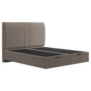 Cama Queen Flutuante Baú Cabeceira 160cm Fly S05 Linho Marrom - Mpozenato