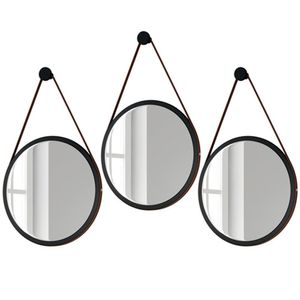 Kit 3 Espelhos Decorativos Redondos 67cm Com Alça Adnet Escandinavo H01 Preto - Mpozenato