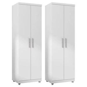Kit 2 Armários Multiuso Organizador 2 Portas Sabrina Branco - Ajl Móveis