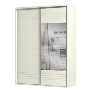 Guarda Roupa Solteiro Com Espelho 179cm 2 Portas 100% Mdf Tw601e Off White - Dalla Costa