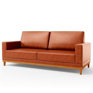 Sofá 3 Lugares 180cm Living Sala De Estar Kayrós D05 Sintético Camel - Mpozenato