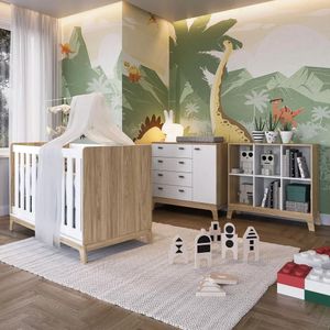 Quarto De Bebê 3 Peças Berço 3 Em 1 Selo Inmetro Favo De Mel 038 Itapuã-branco - Completa Móveis