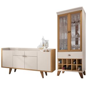Cristaleira Adega órfeo E Buffet Sinfonia H01 Off White-cinamomo - Mpozenato