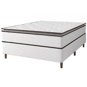 Cama Box Umaflex New Itália Molas Ensacadas E Pillow Top D26 Branco Com Marrom