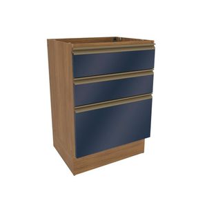Balcão 3 Gavetas Kappesberg Celeste 100% Mdf Nogueira-azul Profundo 60cm