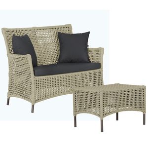 Sofá E Mesa Igapó 2 Lugares Varanda Jardim Piscina Aluminio Rami