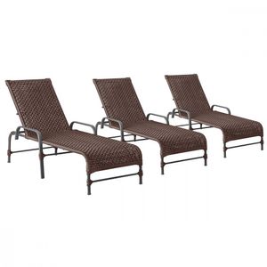 3 Espreguiçadeiras Reclinavel Catar Preto Corda Nautica Marrom
