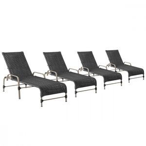 4 Espreguiçadeiras Reclinavel Catar Fendi Corda Nautica Preto