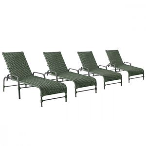 4 Espreguiçadeiras Reclinavel Catar Preto Corda Nautica Verde
