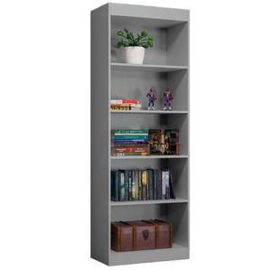 Estante Livreiro Office Organizador E Multiuso 4 Prateleiras Cinza J&a Cinza