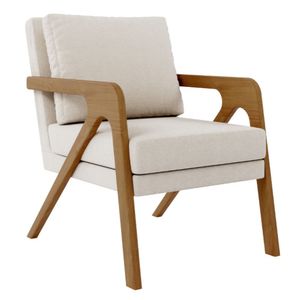 Poltrona Decorativa Sala De Estar Escritório Recepção Yumi bouclé Bege