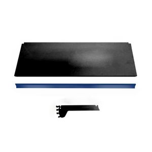 Bandeja Prateleira Ponta 30x73 Gôndolas New Plus Preto Porta Etiqueta Azul Sa Gôndolas