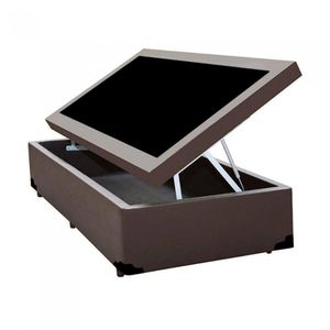Cama Box Baú Blindado Solteiro Principe Das Camas Sintético Marrom 88x188x41