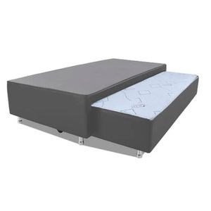 Cama Box Bicama Auxiliar Solteiro Sintético Espuma 8cm 88x188x40 Cinza