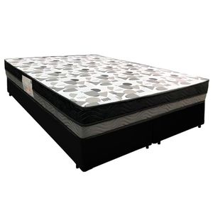 Cama Box Casal Sintético Bipartido + Colchão Ortobom Iso Dupla Face 138x188x60 Preto