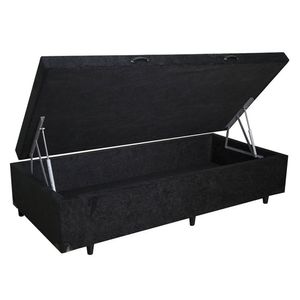 Cama Box Baú Blindado Solteiro Principe Das Camas Suede Preto 88x188x41