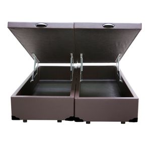 Cama Box Baú Blindado Queen Bipartido Principe Das Camas Sintético Marrom 158x198x41