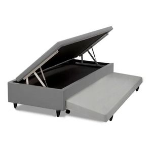 Cama Box Baú Auxiliar Solteiro Sintético Espuma 8cm 88x188x45 Cinza
