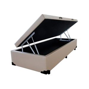 Cama Box Baú Solteiro Principe Das Camas Sintético Bege 88x188x41