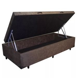 Cama Box Baú Solteiro Principe Das Camas Suede Marrom 88x188x41