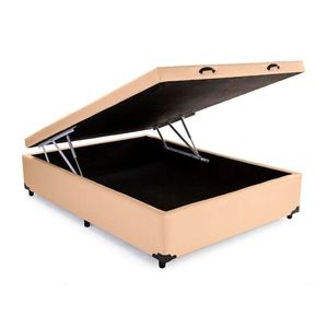 Cama Box Baú Viúva Principe Das Camas Sintético Bege 128x188x41