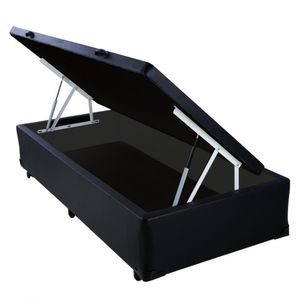 Cama Box Baú Solteirão Principe Das Camas Sintético Preto 96x203x41