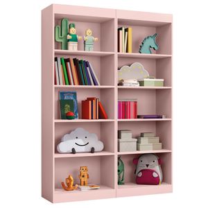 Kit 2 Estantes Livreiro Office Multiuso 8 Prateleiras Rose J&a Rose