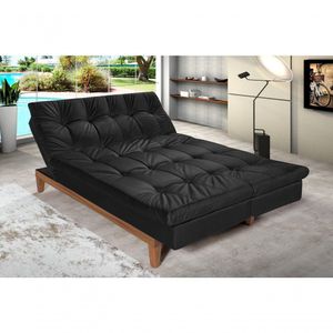 Sofá Cama Versátil Pés De Madeira Preto 381