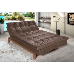 Sofá Cama Versátil Pés De Madeira Marrom 379