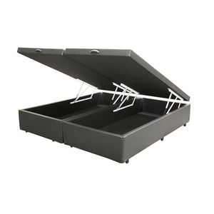 Cama Box Baú Casal Bipartido Homequeen Sintético Cinza 138x188x41