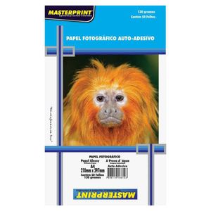 Papel Fotográfico Glossy Auto Adesivo A4 210x297 Mm 130g - C/ 50 Folhas - Masterprint -