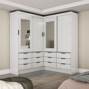 Closet Casal Sevilha 4pts Com Espelho 12gvts Carioca Móveis Branco
