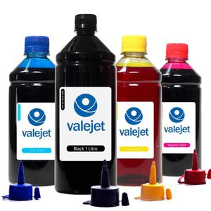 Kit 4 Tintas Compatível L355 Black 1l Coloridas 500ml