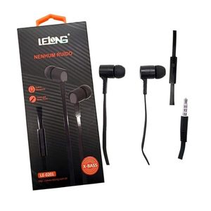 Fone De Ouvido Com Fio Com Microfone Lelong Preto