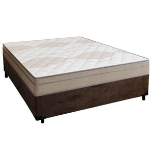 Cama Box Casal Suede + Colchão De Molas Ensacadas Portobel Ipanema - 138x188x65cm Marrom