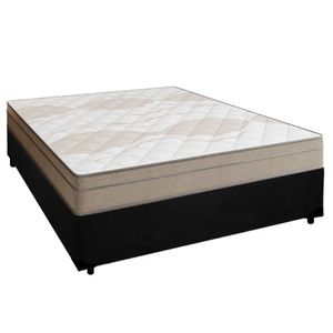 Cama Box Casal Suede + Colchão De Molas Ensacadas Portobel Ipanema - 138x188x65cm Preto