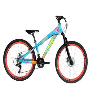 Bicicleta Vikingx Azul Laranja Aro 26 Câmbios Shimanos Aro Vmaxx