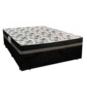 Cama Box Casal Suede + Colchão Ortobom Iso Dupla Face 138x188x60 Preto