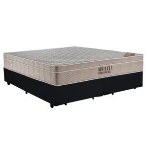 Cama Box Queen Bipartido Suede + Colchão Ortobom Airtech Molas Ensacadas 158x198x65 Preto