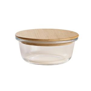 Pote Redondo Vidro E Bambu 370ml - Acasa