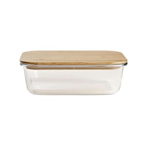 Pote Retangular Vidro E Bambu 1l - Acasa