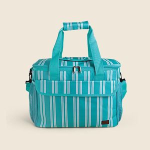 Bolsa Térmica Listras Verde E Creme 26l - Acasa