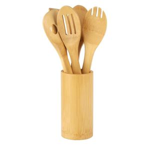 Jogo De Colheres De Bambu Com Suporte 5 Peças - Acasa