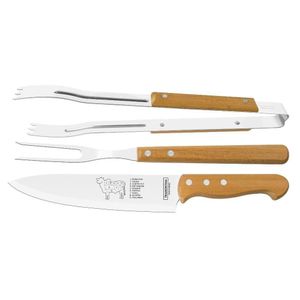 Jogo Para Churrasco Inox Com 3 Peças - Tramontina