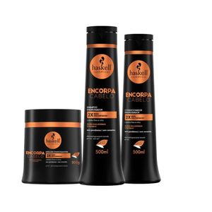 Kit Shampoo Condicionador E Máscara Engrossador Encorpa Cabelo Haskell 500ml