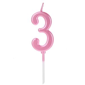 Vela Pick Metalizada Rosa Candy Color Numero 3 - 1 Un
